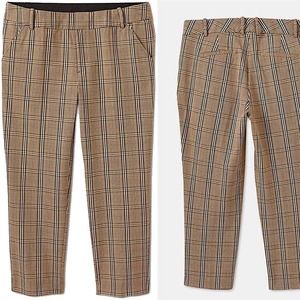 Ava & Viv Brown Plaid Mid-Rise Stretch Ankle Pants NWT 24W